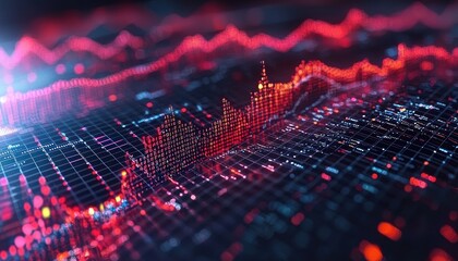 Aufkleber - Abstract Digital Data Visualization with Red and Blue Lights