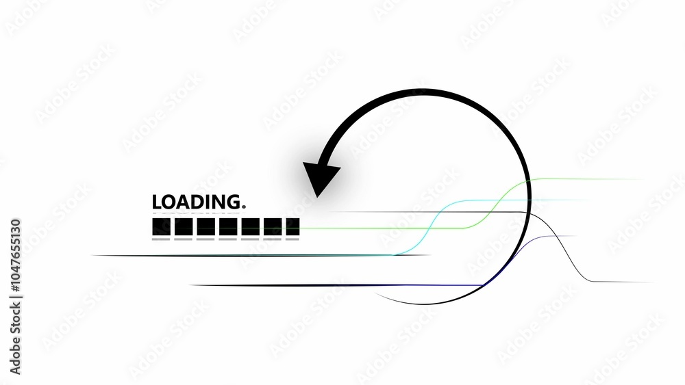 Illustration of a loading bar with circle arrow. 