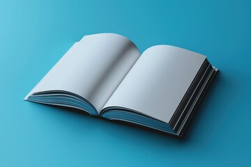 Poster - An Open Book with Blank Pages on a Blue Background