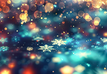 Wall Mural - blue background with snowflakes and a yellow snowflake. the snowflakes are scattered throughout the 