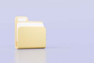 Poster - 3d Folder file icon. Minimal Office Files Folder Data Storage Bank Data Office Files Fold icon. Document form information report. Business work company document management concept. 3d render.