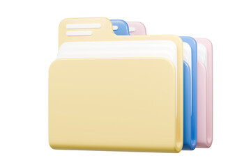 Poster - 3d Folder file icon. Minimal Office Files Folder Data Storage Bank Data Office Files Fold icon. Document form information report. Business work company document management concept. 3d render.
