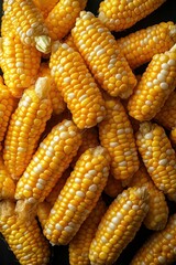 A 45 Angle shot of sweet corn kernels piled hi