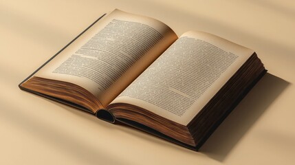 Poster - An Open Book With Aged Pages and Black Binding
