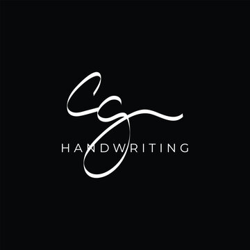 letter CG logo design handwriting signature template vector icon
