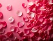 © Venice - Scattered rose petals with pink background, valentines concept for greeting cards
