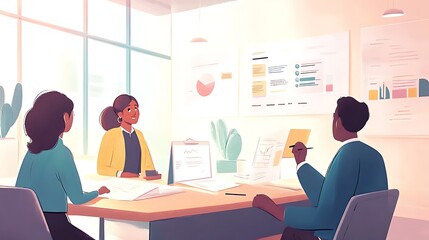 Poster - Dynamic Team Unites for New Product Vision in Vibrant Workspace






