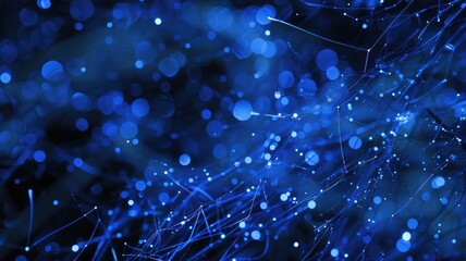 Wall Mural - Abstract Wonderful picture of micro light sparkling particles scattered across blue flowing wave with space background, create bokeh effect perfect for energetic and fantasy wallpaper design. AIG53.