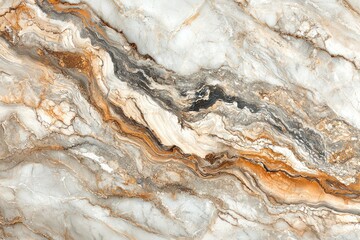 Aufkleber - Abstract Marble Stone Texture with Swirling Veins of Gray, White, and Orange