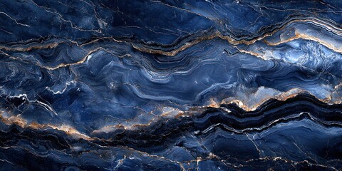 Aufkleber - Abstract Blue and Gold Marble Texture