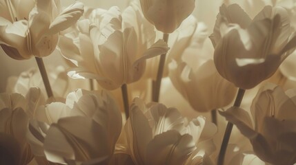 Wall Mural - Fresh white tulips arranged in a classic vase