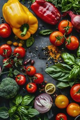 Sticker - A selection of fresh vegetables arranged on a table