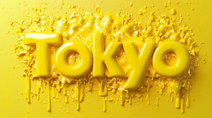 Yellow Slime Tokyo City symbol art poster.