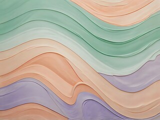 Abstract Wavy Pastel Background   Green  Peach  Purple  Swirls  Smooth  Texture