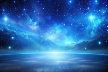 symmetrical blue space background, canvas format, night sky