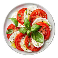 Caprese salad plate isolated on transparent or white background