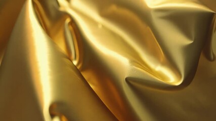 Poster - The lustrous golden fabric creates a visually captivating display with its flowing folds and reflections, inviting touch and admiration. The rich texture adds a sense of luxury.