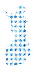 Poster - Finland Dot Map. Country Digital Style Shape. Finland vector image. Country shape blue circular dots. Creative vector illustration.