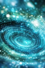 Poster - Exploring an Alternative Life Through a Swirling Galaxy of Blue and Shimmering Stars in Cosmos