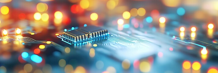 Aufkleber - Exploring Circuitry and Vibrant Lights on a Silicon-Based Alternative Life Circuit Board