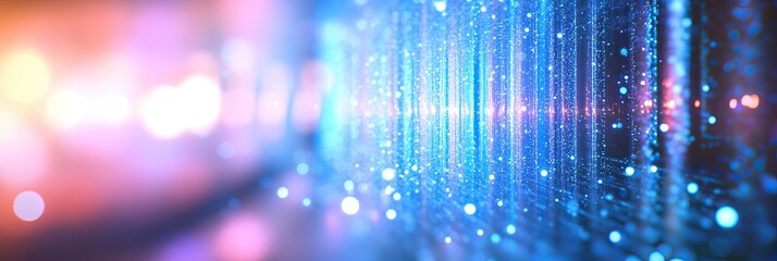Poster - Vibrant Digital Visual Representing Data Flow and Technology at Night With Colorful Lights