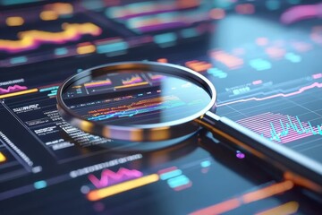 Poster - analysis of data, optimization of search engines, charts, graphs, ultraviolet and neon screens, ai-d