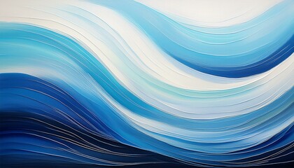 abstract horizon line painting in blue and white