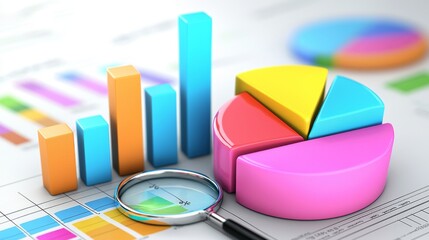 Aufkleber - An examination of a business strategy, a financial audit or financial specialists' analysis of a financial report and chart for investment concepts are part of a financial analysis