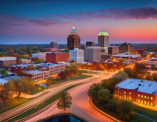 jackson mississippi usa cityscape at dusk