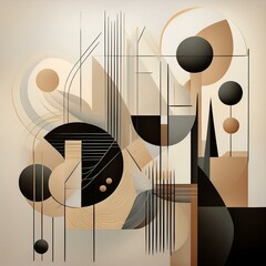 modern abstract artwork with geometric forms and neutral tones