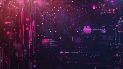 Poster - Colorful abstract digital background with particles and geometric shapes used in modern design