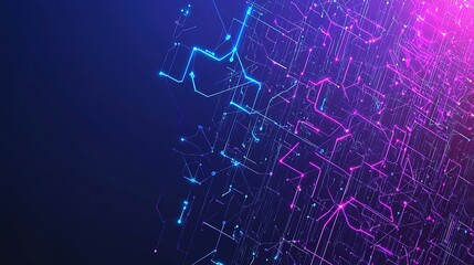 Poster - Abstract digital art showcasing vibrant blue and pink connections against a dark background, symbolizing technology and innovation