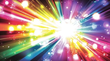 Poster - Colorful abstract explosion of light and rays bursting from the center, creating a vibrant, dynamic visual experience