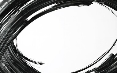 Poster - Abstract circular brush stroke on a plain background emphasizing negative space in minimalist art