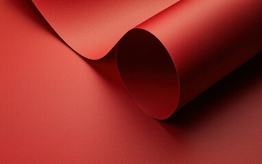 Poster - Smooth, vibrant red paper rolls displayed in an artistic arrangement showcasing texture and color for creative projects
