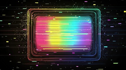 Poster - Colorful digital display with vibrant lines and patterns creating a modern abstract art piece in a dark background