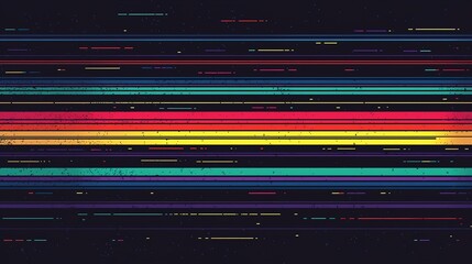 Poster - Colorful abstract lines create a vivid pattern in a digital artwork featuring bright hues against a dark background