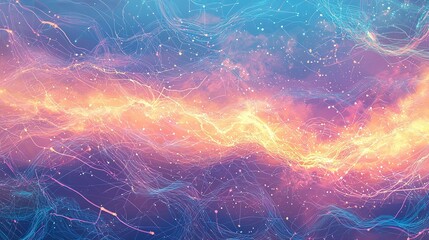 Poster - A vibrant cosmic nebula filled with swirling colors and luminous strands captured in the depths of space during a celestial event