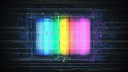 Poster - Colorful abstract digital patterns with glitch effects create a vibrant visual experience set against a dark background