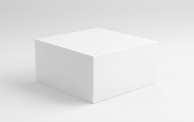 Poster - Simple white cube on a minimalistic background, ideal for product display or artistic showcase in a clean studio environment