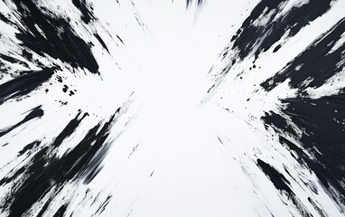 Aufkleber - Dynamic black and white abstract painting featuring dramatic brush strokes on a light canvas