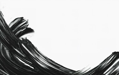 Poster - Abstract black brush strokes create dynamic movement on a white canvas, highlighting artistic expression and creativity