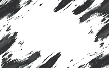Aufkleber - Dynamic abstract background with bold black brush strokes on a white canvas creating a striking visual contrast