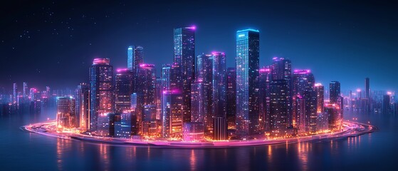 Poster - Smart building concept for a futuristic city with IoT and AI technology, showcasing intelligent urban management and efficient infrastructure