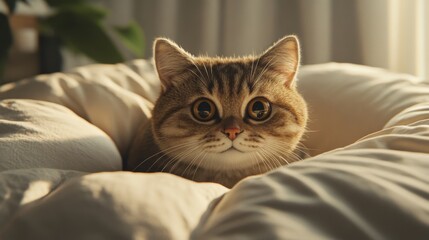 Poster - Adorable Cat with Big Eyes in Cozy Setting