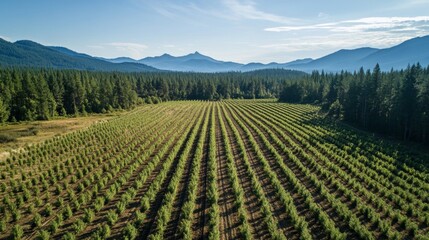 Poster - Lush Vineyard Landscape in Serene Mountain Setting