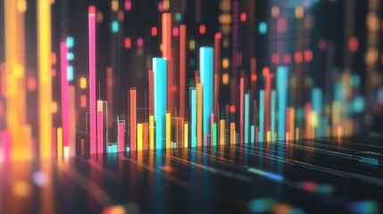 Poster - Colorful Data Visualization with Bright Bars and Lines