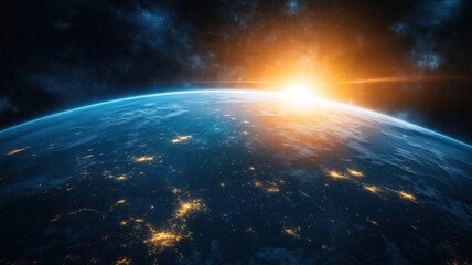 Wall Mural - sophisticated global network concept featuring earth with interconnected rays
