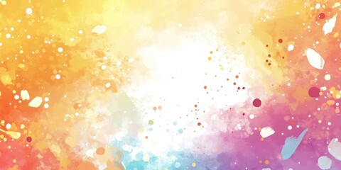 Canvas Print - Abstract watercolor background with yellow, orange, pink, and blue colors and white splatters.