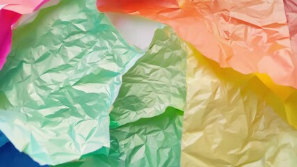 Poster - A vibrant collection of crumpled tissue paper in multiple colors creates a playful backdrop suitable for various crafts. The texture adds dimension and visual interest, inviting creativity.